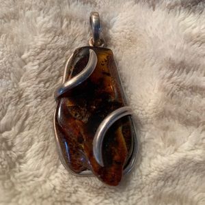 Sterling Silver Amber Pendant